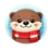 Cute flat cartoon otter face avatar icon with layered paper-cutout style and soft drop shadow