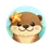 Cute flat cartoon otter face avatar icon with soft colors and friendly expression for reviews